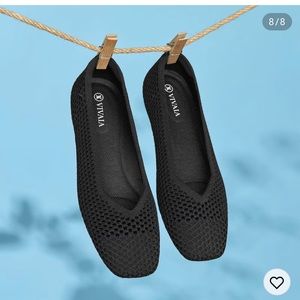 Vivaia Square Toe Margot Mesh Flat Black 8